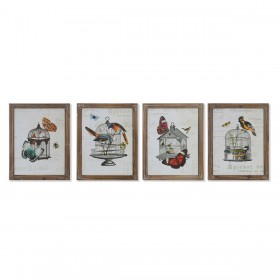 Quadro DKD Home Decor 34 x 2 x 44 cm Gabbia Shabby Chic (4 Pezzi)