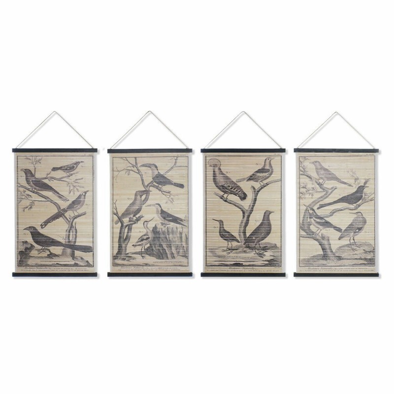 Tela DKD Home Decor Uccelli 60 x 2 x 90 cm Cottage (4 Pezzi)