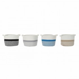 Cestino DKD Home Decor Azzurro Nero Beige Grigio 25 x 25 x 20 cm (4 Pezzi)