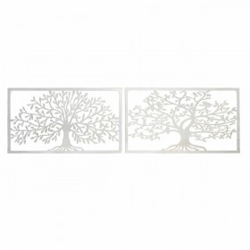 Decorazione da Parete DKD Home Decor 84,5 x 1 x 49 cm Albero Bianco Cottage (2 Unità)
