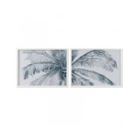 Quadro Home ESPRIT Azzurro Bianco Palme Mediterraneo 80 x 2 x 60 cm (2 Unità)