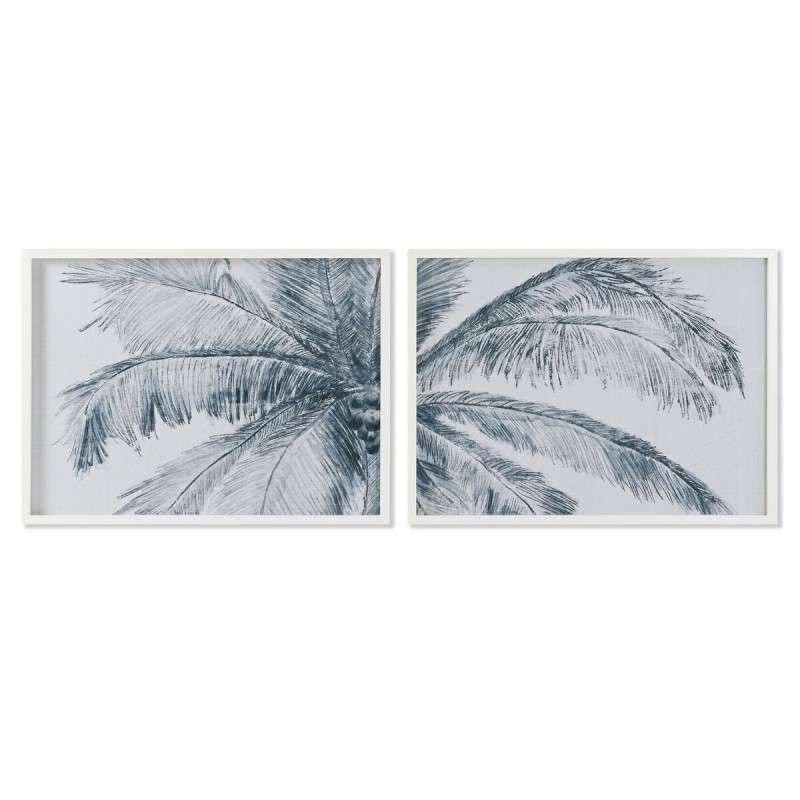 Quadro Home ESPRIT Azzurro Bianco Palme Mediterraneo 80 x 2 x 60 cm (2 Unità)