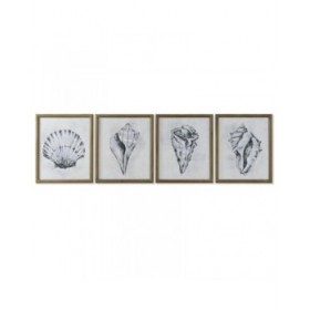 Quadro Home ESPRIT Grigio Naturale 50 x 2,5 x 60 cm (4 Unità)