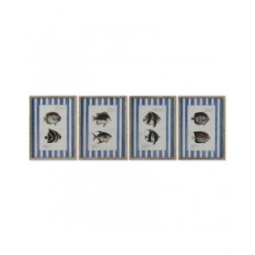 Quadro Home ESPRIT Azzurro Pesce 40 X 2,5 X 55 cm (4 Unità)