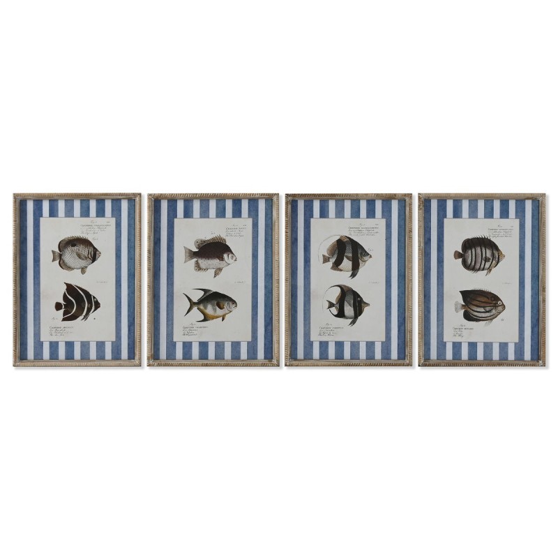 Quadro Home ESPRIT Azzurro Pesce 40 X 2,5 X 55 cm (4 Unità)
