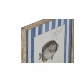 Quadro Home ESPRIT Azzurro Pesce 40 X 2,5 X 55 cm (4 Unità)