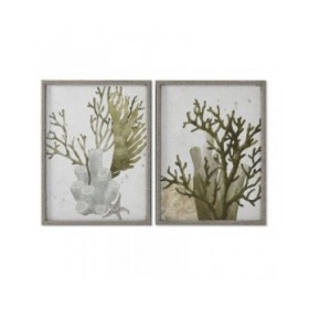 Quadro Home ESPRIT Verde Corallo Mediterraneo 45 x 2 x 60 cm (2 Unità)
