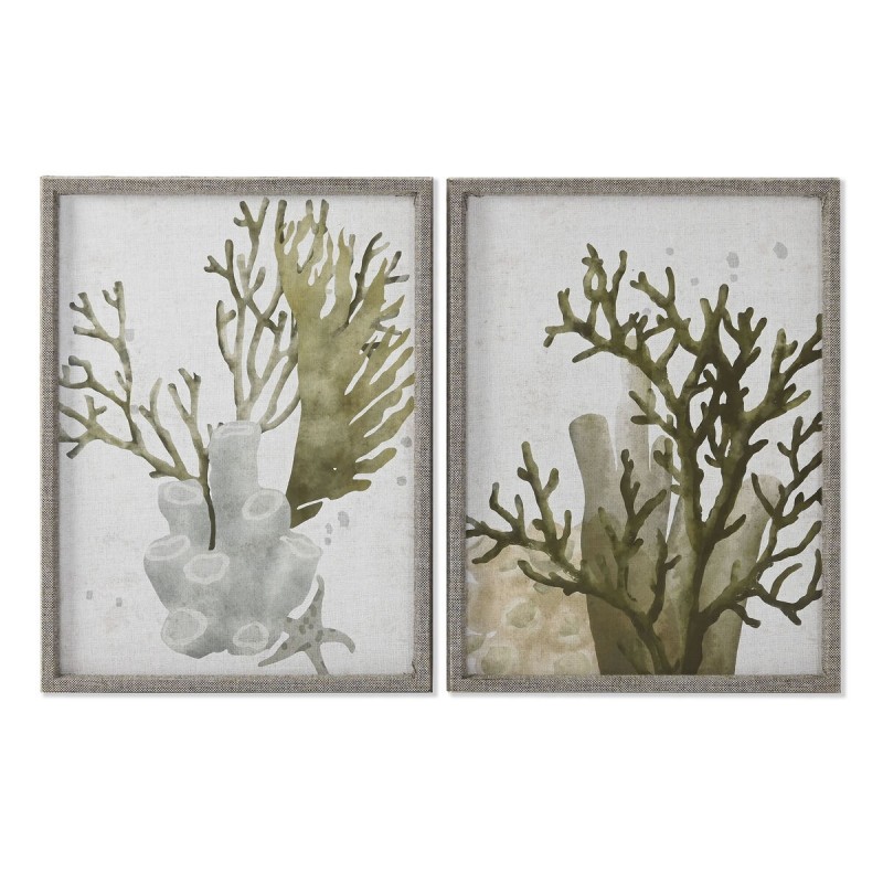 Quadro Home ESPRIT Verde Corallo Mediterraneo 45 x 2 x 60 cm (2 Unità)