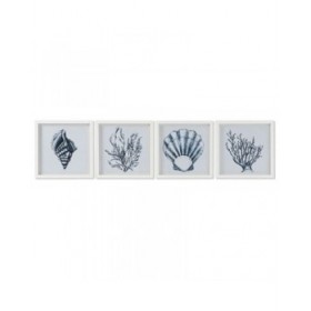 Quadro Home ESPRIT Azzurro Bianco Mediterraneo 35 x 2 x 35 cm (4 Unità)
