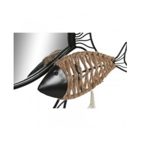 Specchio da parete Home ESPRIT Nero Naturale Pesci 83 x 5,5 x 36 cm