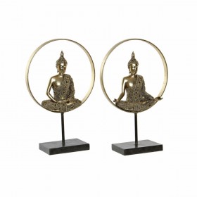 Statua Decorativa DKD Home Decor 26 x 11 x 40 cm Nero Dorato Buddha Orientale (2 Unità)