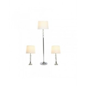 Lampada da Terra Home ESPRIT Bianco Argentato 50 W 220 V 35 x 35 x 150 cm (3 Pezzi)