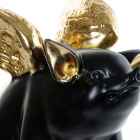 Statua Decorativa DKD Home Decor 26 x 17 x 22,5 cm Argentato Nero Dorato Maiale (3 Unità)