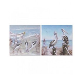 Quadro Home ESPRIT Uccelli Mediterraneo 80 x 3 x 80 cm (2 Unità)