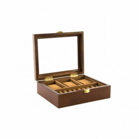 Scatola-Portagioie DKD Home Decor Marrone Legno Cristallo Legno MDF 21 x 18 x 8 cm