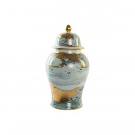 Vaso DKD Home Decor Porcellana Azzurro Dorato Moderno (23 x 23 x 43 cm)