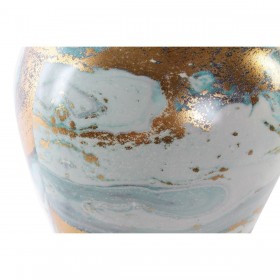 Vaso DKD Home Decor Porcellana Azzurro Dorato Moderno (23 x 23 x 43 cm)