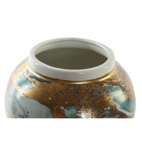 Vaso DKD Home Decor Porcellana Azzurro Dorato Moderno (23 x 23 x 43 cm)
