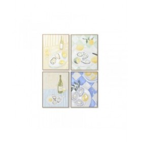 Quadro Home ESPRIT Giallo Azzurro Mediterraneo 60 x 4 x 80 cm (4 Unità)