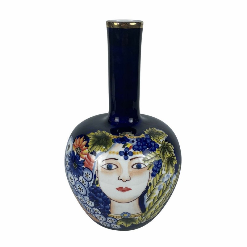 Vaso DKD Home Decor Viso Porcellana Azzurro Multicolore 17 x 17 x 30 cm