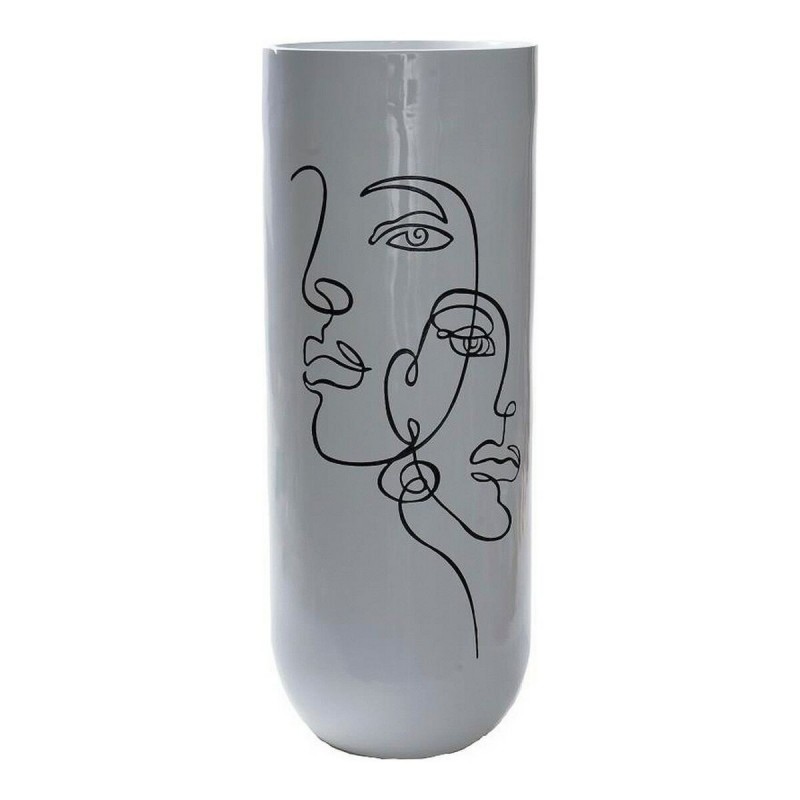 Vaso DKD Home Decor Abstract Bianco Resina Moderno (35 x 35 x 90 cm)