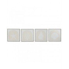 Quadro Home ESPRIT Bianco Crema Mediterraneo 40 x 3 x 40 cm (4 Unità)