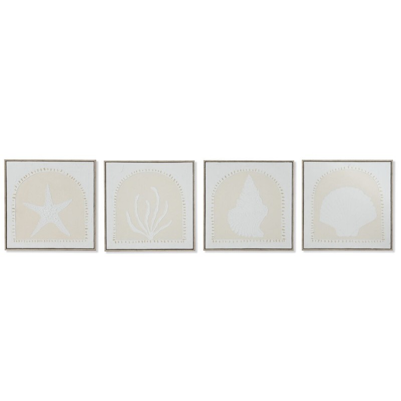 Quadro Home ESPRIT Bianco Crema Mediterraneo 40 x 3 x 40 cm (4 Unità)
