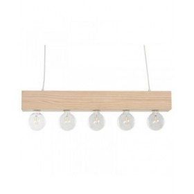Lampadario Home ESPRIT Bianco Nero Marrone Chiaro Legno 50 W 80 x 10 x 30 cm