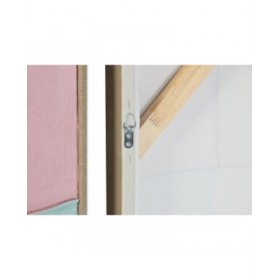 Quadro Home ESPRIT Bianco Rosa Turchese Astratto Città 102 x 4,5 x 102 cm (2 Unità)