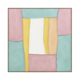 Quadro Home ESPRIT Bianco Rosa Turchese Astratto Città 102 x 4,5 x 102 cm (2 Unità)