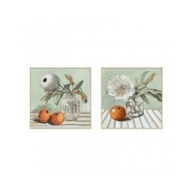 Quadro Home ESPRIT Giallo Bianco Rosso Verde Cottage 83 x 4,5 x 83 cm (2 Unità)