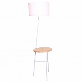 Lampada da Terra DKD Home Decor Metallo Marrone Poliestere Bianco Pino (40 x 65 x 152 cm)