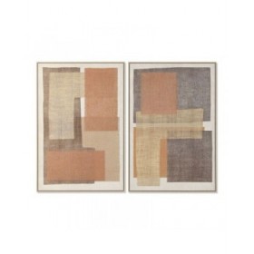 Quadro Home ESPRIT Marrone Beige Arancio Naturale Astratto Città (2 Unità)