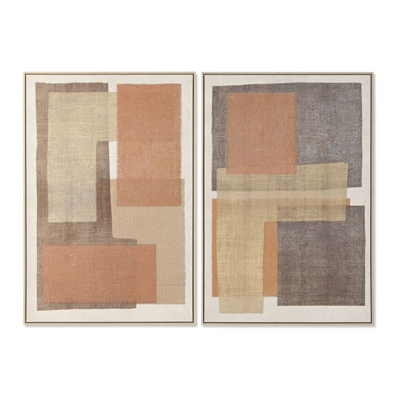 Quadro Home ESPRIT Marrone Beige Arancio Naturale Astratto Città (2 Unità)