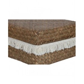 Set di Cestini Home ESPRIT Bianco Naturale Fibra naturale Boho Consumato (4 Pezzi)