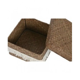 Set di Cestini Home ESPRIT Bianco Naturale Fibra naturale Boho Consumato (4 Pezzi)