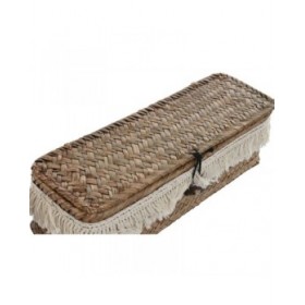 Set di Cestini Home ESPRIT Bianco Naturale Fibra naturale Boho Consumato (3 Pezzi)