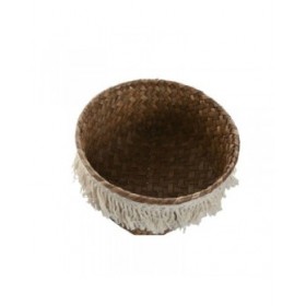 Set di Cestini Home ESPRIT Bianco Naturale Fibra naturale Boho Consumato (3 Pezzi)