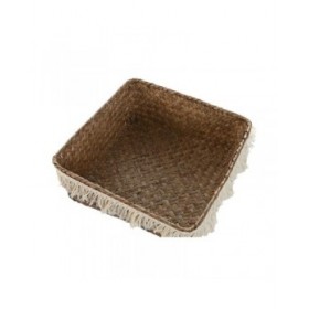 Set di Cestini Home ESPRIT Bianco Naturale Fibra naturale Boho Consumato (4 Pezzi)