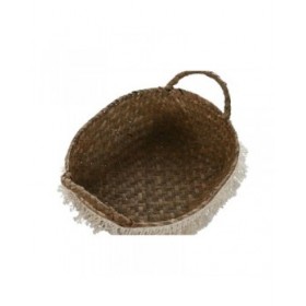 Set di Cestini Home ESPRIT Bianco Naturale Fibra naturale Boho Consumato (4 Pezzi)