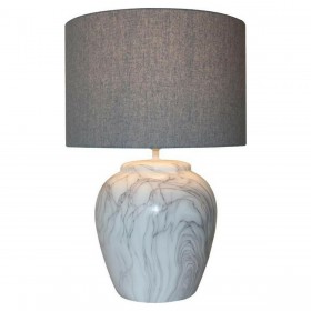 Lampada da tavolo DKD Home Decor Tela Ceramica Grigio Bianco (38 x 38 x 58 cm)