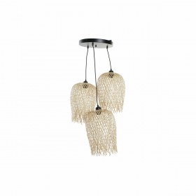 Lampadario DKD Home Decor Nero Marrone Chiaro Metallo Bambù 50 W Tropicale 220 V 30 x 30 x 94 cm