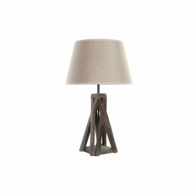 Lampada da tavolo DKD Home Decor Legno Cotone Marrone scuro (35 x 35 x 56 cm)