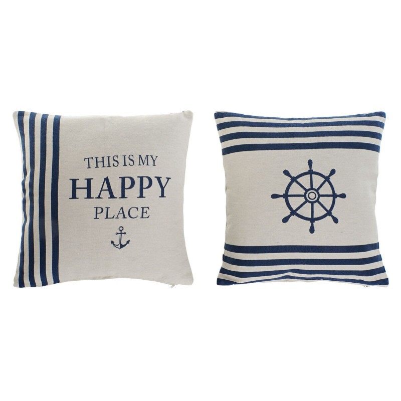 Cuscino Home ESPRIT Bianco Blu Marino 45 x 10 x 45 cm (2 Unità)