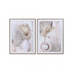 Quadro Home ESPRIT Bianco Grigio Vaso Scandinavo 45 x 2,5 x 60 cm (2 Unità)