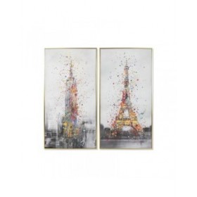 Quadro Home ESPRIT Parigi New York Loft 62,5 x 3,5 x 122,5 cm (2 Unità)