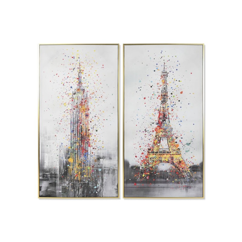 Quadro Home ESPRIT Parigi New York Loft 62,5 x 3,5 x 122,5 cm (2 Unità)