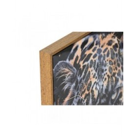 Quadro Home ESPRIT Nero Dorato Leopardo Coloniale Laccato 50 x 3,5 x 70 cm (2 Unità)