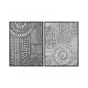 Quadro Home ESPRIT Bianco Nero Astratto Moderno Laccato 60 x 3,5 x 80 cm (2 Unità)