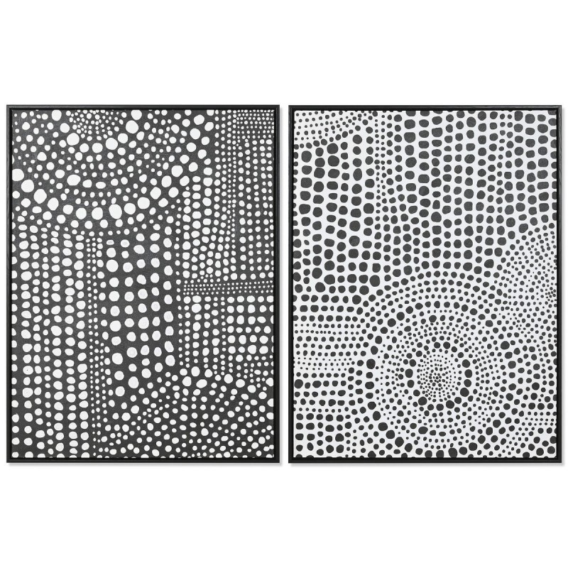 Quadro Home ESPRIT Bianco Nero Astratto Moderno Laccato 60 x 3,5 x 80 cm (2 Unità)